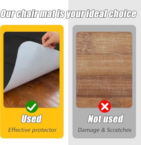 Image of Sycoodeal Office Chair Mat for Hardwood Floor,Office Computer Gaming Chair Mat for Tile Floor,Large Floor Protector Rug,Anti-Slip,Easy to Clean,Pure Black(48 inchx60 inch)