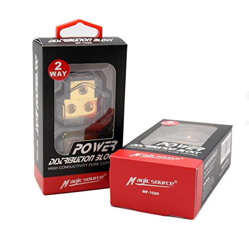 Magic Source 1Pcs Power Distribution Block 0/2/4 Gauge In 4/8 Gauge Out 2-Way Amp Copper Ground Block Distribution For Car Audio Splitter #TOP5