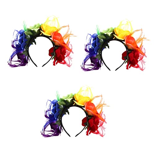 Tête Halloween Plume Rose Colorée | Accessoire Costume Cosplay 3 Pièces
