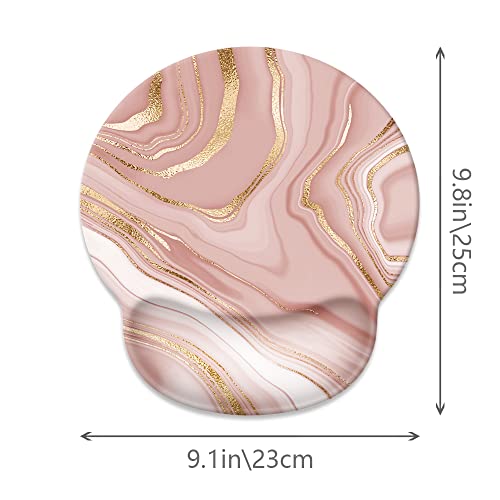 Goodsprout Mouse Pad With Wrist Rest Support,Cute Custom Gaming Made Non Slip Rubber Base Mousepad, Ergonomic Mouse Wrist Rest Pad Computer Laptop Mousepad (Pink Rose Gold) #TOP1