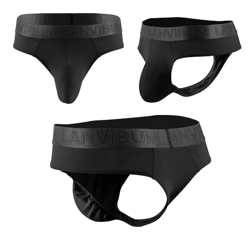 Cooling Nylon Men's Thong Underwear 3-Pack Ultra-Thin Supportive Pouch, Breathable T-Back Underwear3