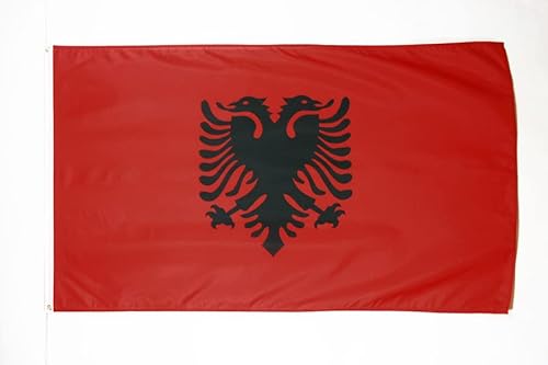 AZ FLAG - Drapeau Albanie - 250x150 cm - Grand Drapeau Albanais 100% Polyester Avec Oeillets Métalliques Intégrés - Pavillon 300 g
