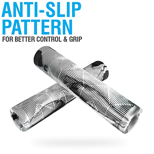 Image of MARQUE Chevron BMX Handlebar Grips - Flangeless Bicycle Grips for Flat Straight Bars Like BMX, MTB, Scooter; 140 MM of Non-Slip Grip to Match Any Bike or Scooter
