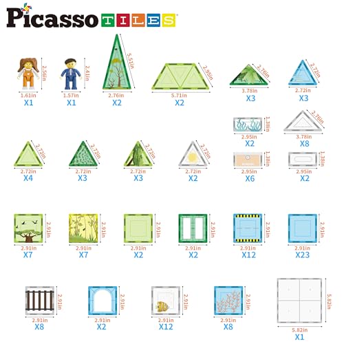 PicassoTiles Magnet Tiles Building Blocks 3-in-1 Aquarium Safari Animal & Metro Theme Playset with 24 Character Action Figures Magnetic STEM Learning Toys Construction Set Toddler kids Ages 3+ PTQ1245 by PicassoTiles - Image 2
