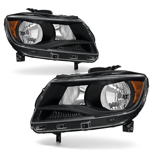 AXLAHA Headlight Assembly for Chevy Colorado 2015 2016 2017 2017 2019 2020 2021 Black Housing Amber Reflector Clear Lens Driver and Passenger Side