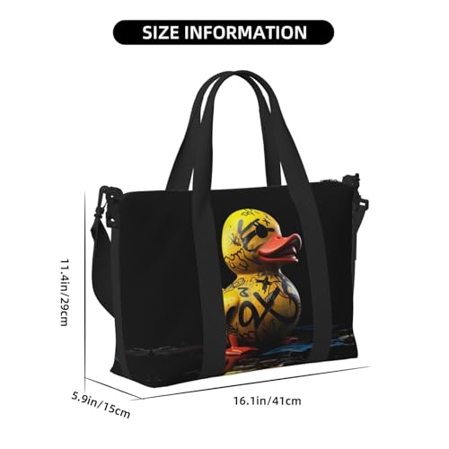 Laptop Tote Bag for Women Work - Graffiti Yellow Duck Gym Bag for Women Men, Personal Item Crossbody Travel Bags Carry On, Overnight Weekender Bags for Women Travel2