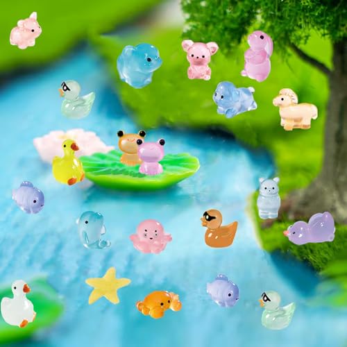 U-Zimikee 60 Pcs Luminous Mini Resin Animals Tiny Little Animals Glow in Dark Miniature Figurines Small Mini Figures to Hide Micro Landscape Ornaments Fairy Garden Accessories - Image 2