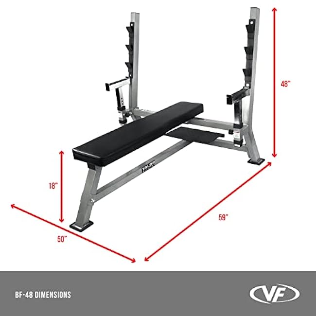 Valor Fitness Olympic Bench Press Station with Squat Rack ¨C Adjustable Spotter Arms, Safety Catch, and Plate Storage ¨C 500 lb Capacity for Home Gym Strength Training