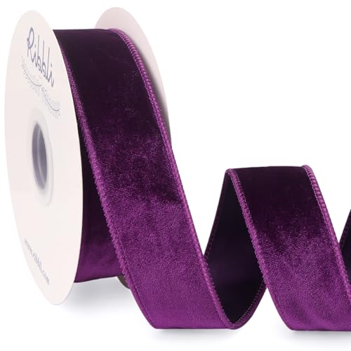 Ribbli Purple Velvet Wired Ribbon 1.5 Inch Velvet...