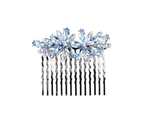Peigne à cheveux bleu clair en strass floral Magnifique par Faship