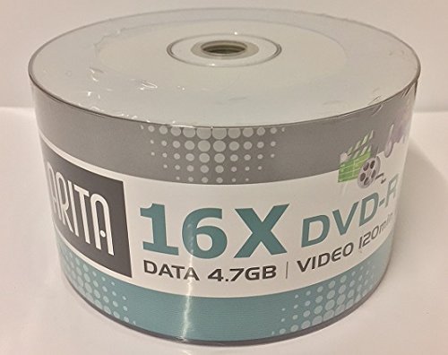 Ritek/Arita DVD-R 16x Discs Data 4.7GB Video 120 Mins White Full Face Inkjet Printable (50 Pack)