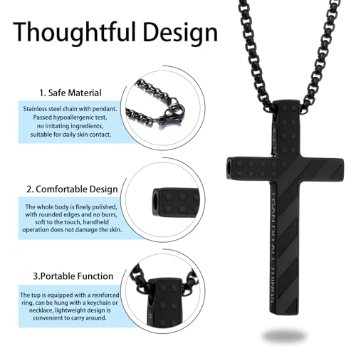 American Flag Cross Breathing Necklace for Women Men Quit Stop Smoking Stainless Steel Inspirational Bible Verse Anxiety Relief Mindfulness Jewelry for Stress Relief Christian Meditation Gift2