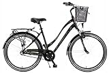 breluxx® 26 Zoll ALU Damenfahrrad SVR Rücktrittbremse + Nabenschaltung Citybike - Black, mit Korb