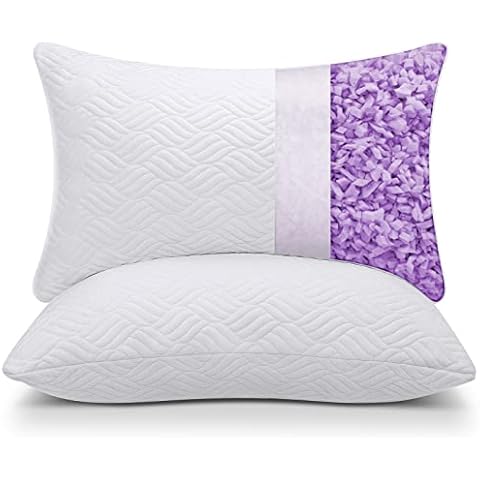 WISHSMILE Shredded Memory Foam Pillows for Sleeping Firm Support Bed Pillow Standard Size Set of 2 with Zipper, Adjustable Firmness to Side Sleepers, Back Sleepers and Stomach Sleepers, 2 Pack, 20x26 Cover