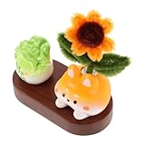 PERSELOSO 樹脂木材製ダッシュボード用装飾オーナメント 柴犬ひまわりモチーフ車内飾りオフィスデスク置物 耐摩耗性に良い多用途インテリア