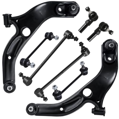 Image of Detroit Axle - 8pc End Suspension Kit for 2001-2003 Mazda Protege Protege5, Front 2 Lower Control Arms w /Ball Joints 2 Outer Tie Rod Ends 4 Front and Rear Stabilizer Sway Bars 2002 Replacement