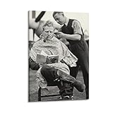 Hair Salon Decoration Hair Stylist Black And White Photography Canvas Painting Print Wall Art Modern Living Room Kitchen Posters Bedroom Room Aesthetics Decor 08x12inch(20x30cm) Frame-style