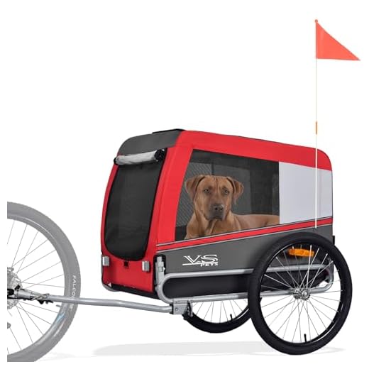 Tiggo VS Pets L Hundeanhänger groß Fahrradanhänger ca. 250L Volumen für mittelgroße und große Hunde bis 35 kg, Klappbar
