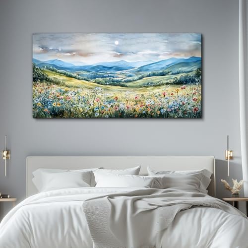 PHAOHUAXM Large Canvas Wall Art Decor For Living Room Wall Decor For Bedroom Field Scenery Watercolour Wall Painting Room Office Decorations Printing Artwork Picture Home Decoration Mural 30x60 In