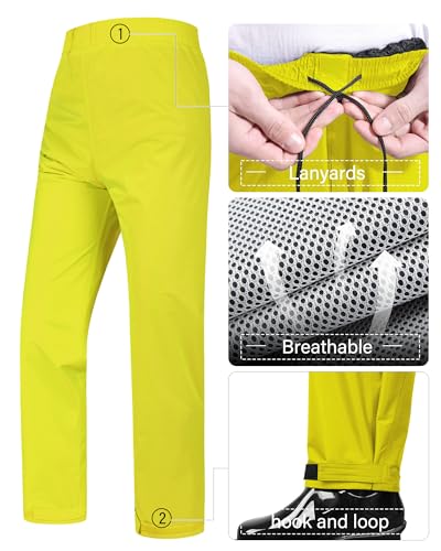 iCreek Rain Suit Waterproof Jacket and Trouser Suit Raincoat for Men and Women Outdoor All-Sport Breathable Anti-storm (S-USA, yellow)