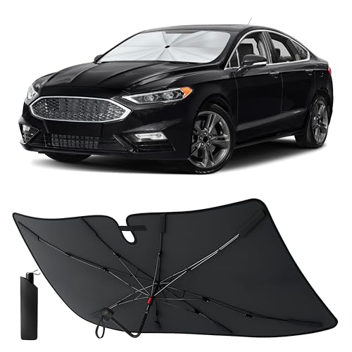 Image of EcoNour Windshield Sunshade & Window Tint for Ford Fusion 2013 2014 2015 2016 2017 2019 2020 2021 | Front Windshield Sun Shade UV Heat Blocker | Foldable Car Sun Visor Interior Accessories
