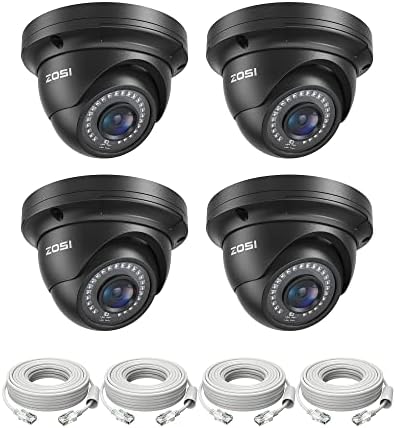 ZOSI 4 Pack 5MP 3K Add-on Security Dome POE Camera with Cable, 2880 x 1620 Indoor Outdoor IP Camera, 80ft Night Vision, 3.6mm Lens, 95°View Angle, IP66 Weatherproof (Only Work with ZOSI PoE NVR)