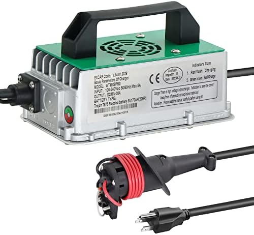 48 Volt 8 AMP Golf Cart Battery Charger, for 48 Volt Club Car Precedent and DS Golf Cart, Water & Dust Resistant Battery Charger, Features an IP67 Weather Resistance Rating