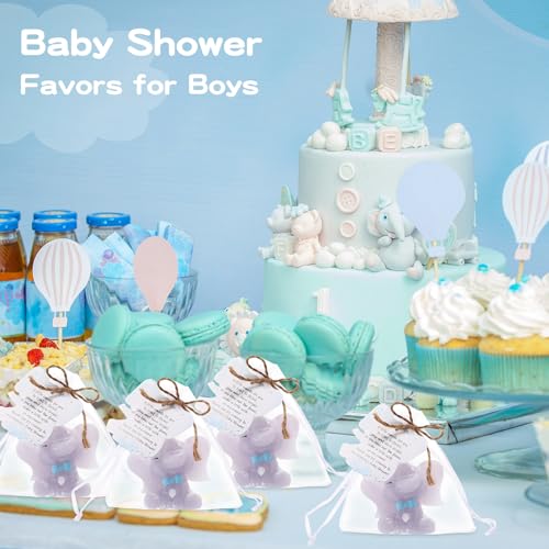 Conelist 50 Set Baby Shower Favors with Elephant Shaped Candle Favors, Thanks Cards, Organza Gift Bags Baby Shower Favors Bulk for Gender Reveal Party Guests Return Gift Boys Girls Birthday (Blue) by Conelist - Used condition - Image 5