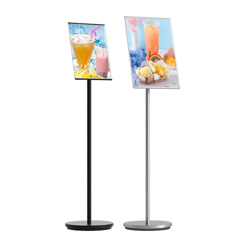 WIGSELBL Soporte para carteles A4 y A3, soporte para carteles publicitarios para boda, soporte para letreros de pie para vista vertical y horizontal (Nero, A4)