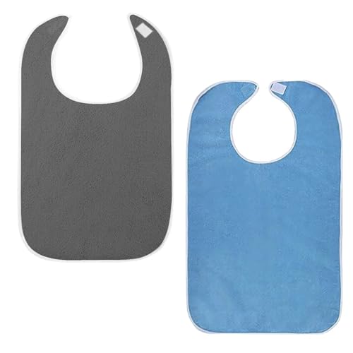 JEYORZY Lot De 2 Bavoir Adulte,Bavoirs pour Adultes,Bavoirs pour Personnes âgées,Lavables pour Adultes,Réutilisable,pour Adultes âgés,Personnes Handicapées,Patients
