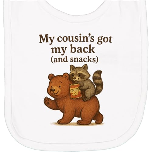 inktastic Funny Cousin Bear Raccoon Snack Lovers Newborn Bib
