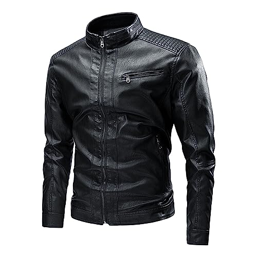 Veste de moto en cuir entièrement zippée aux finitions soignées