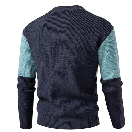 Cambkatl Men's Stylish Color Block Pullover Sweaters - Stretch Casual Crewneck Long Sleeve Knitted Cozy Sweater Tops4