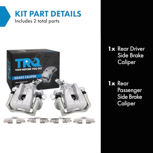 Image of TRQ Rear Brake Caliper Set Zinc Coated Brackets Hardware Compatible with 2009-2010 Pontiac Vibe 2009-2013 Toyota Matrix