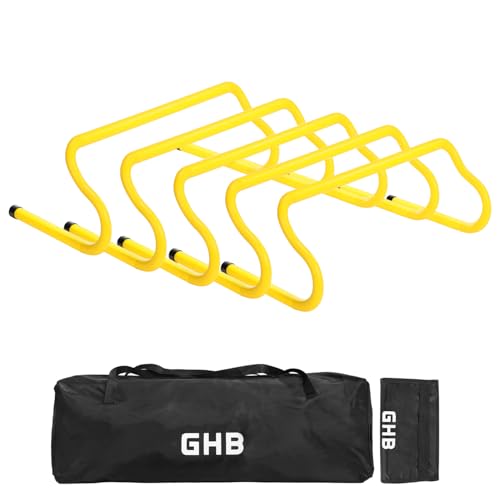 GHB 5 Pack 8 Agility Hurdles Speed Agility Training Hurdles Detachable Sturdy Hurdles Training Equipment Set with Carry Bag for Kids Athletes Soccer Basketball