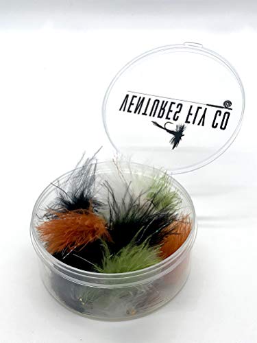 Image of Ventures Fly Co. | Baker's Dozen Packs | 13 Premium Hand-Tied Fly Fishing Flies | Water-Proof Fly Cup Included | Dry, Wet, Nymph, Streamer, Terrestrial | Perfect for Trout and Bass!