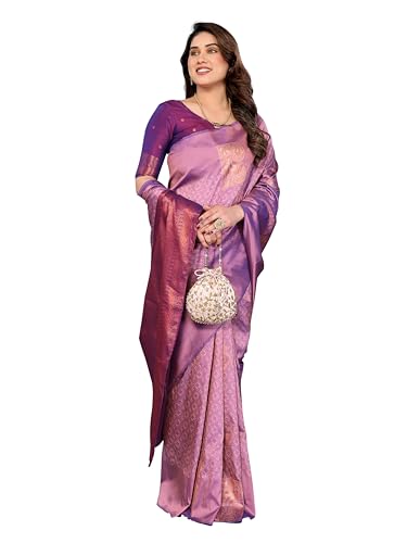 Image of Sidhidata Women's Soft Banarasi Silk Floral Zari Woven Design Saree With Unstitched Blouse Piece