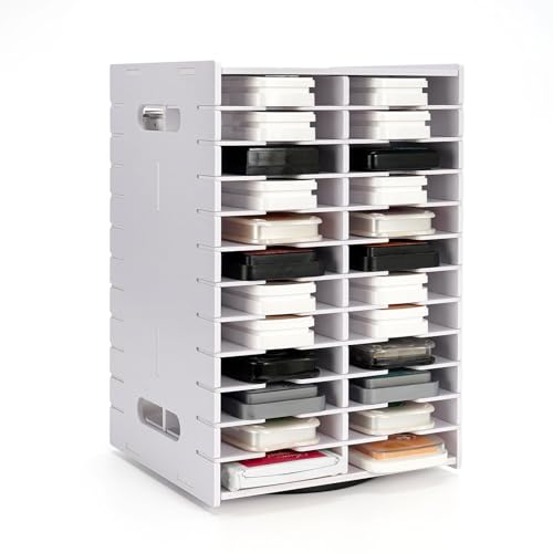 Image of SANFURNEY 48 Slots Ink Pad Spinning Holder Stamp Pad Storage Rack Craft Supply Organizer
