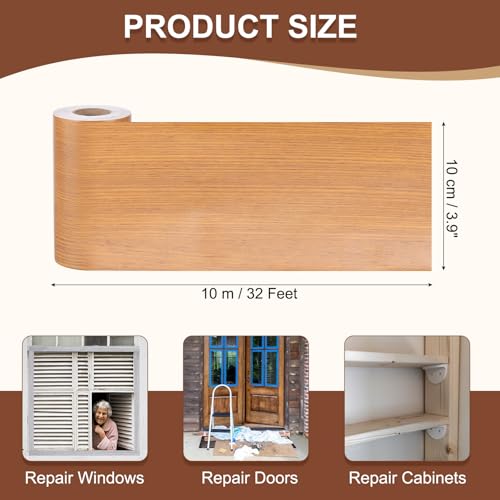 Image of MECCANIXITY Wood Grain Repair Tape, 4 Inch x 33 Feet Self Adhesive Wood Grain Tape Multi-Purpose Wallpaper Border Trim for Furniture Floors Windows Doors Tables Home DIY Projects, Flower