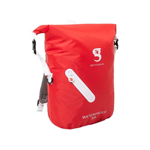 Image of geckobrands Lightweight 30L Waterproof Backpack - Lightweight Watertight Outdoor Bag Hiking Traveling Light Water Activities