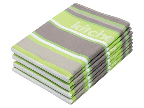 ZOLLNER Juego de 4 paños de Cocina de algodón en 50x70 cm - paños de Cocina Muy absorbentes y duraderos - Lavables hasta 60°C - en Rayas Verdes - Calidad hostelería - Certificado Oeko Tex®