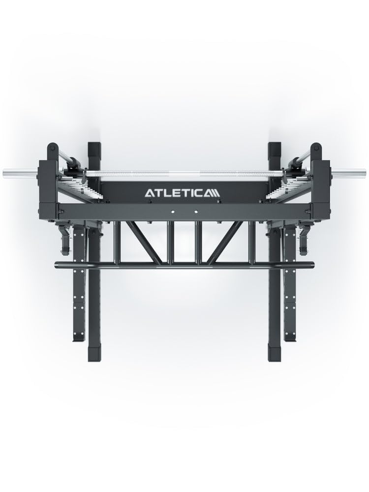 ATLETICA R7 Saber | Squat Rack con Multipressa | Squat Rack con Smith Station/Multipressa integrata. Opzionale Did Deadlift Station modulare espandibile.