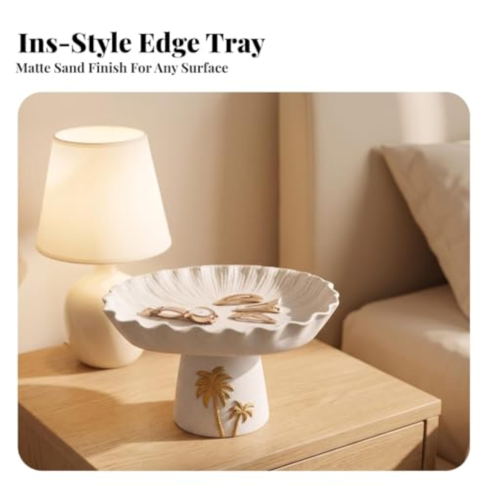 Coastal Resin Pedestal Tray, Sculptural Design