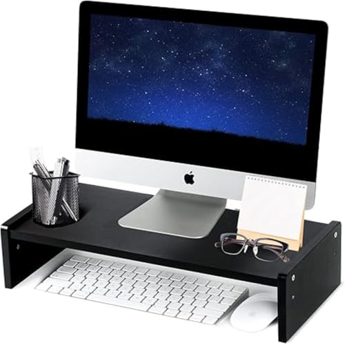 Image of Home Sparkle Bamboo Wooden Monitor Stand Riser | Ergonomic Shelf for Laptop, Keyboard & Accessories |Desk Organizer for Office, Home, Studio, Gaming & Study Tables (SH2270)