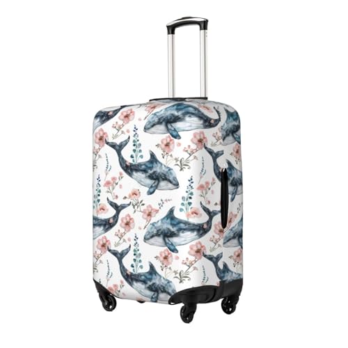 Whale Floral Luggage Cover Protector Elastic Washable Anti-Scratch Suitcase Covers With Zipper Closure For Luggage 18-32 Inch Large2