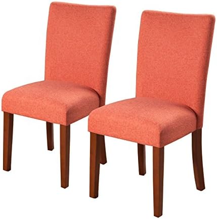 HomePopParsons Classic Upholstered Accent Dining Chair, Set of 2, Coral