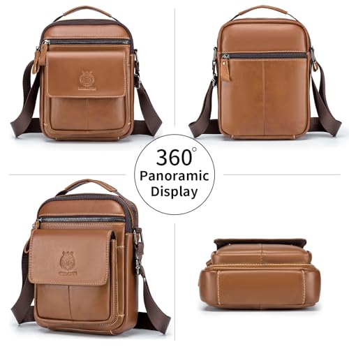Image of Small Leather Messenger Bag for Men, Man Bag Crossbody, Men's Shoulder Bags Leather Man Purse Handbag
