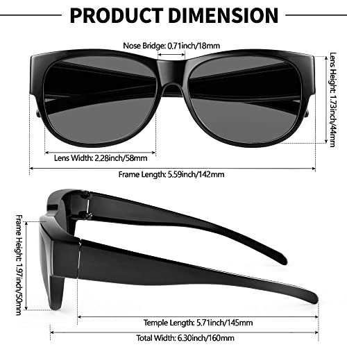 URUMQI Polarized Sunglasses Fit Over Glasses for Women, Trendy Cat Eye Sunglasses UV400 Protection Lens Flexible TR90 Frame3