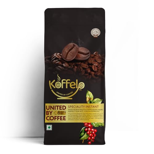 Image of Koffelo Premium Instant Coffee Powder 100 Gram | Speciality Instant Coffee Powder for Hot, Cold Coffee & Espresso |100% Indian Robusta Coffee Beans - Strong, Bold Flavor | High Caffeine Coffee in Fresh