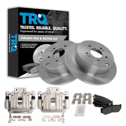 Image of TRQ Rear Brake Pad and Rotor Set Ceramic Solid Rotors Calipers | For 2007-2009 Hyundai Santa Fe
